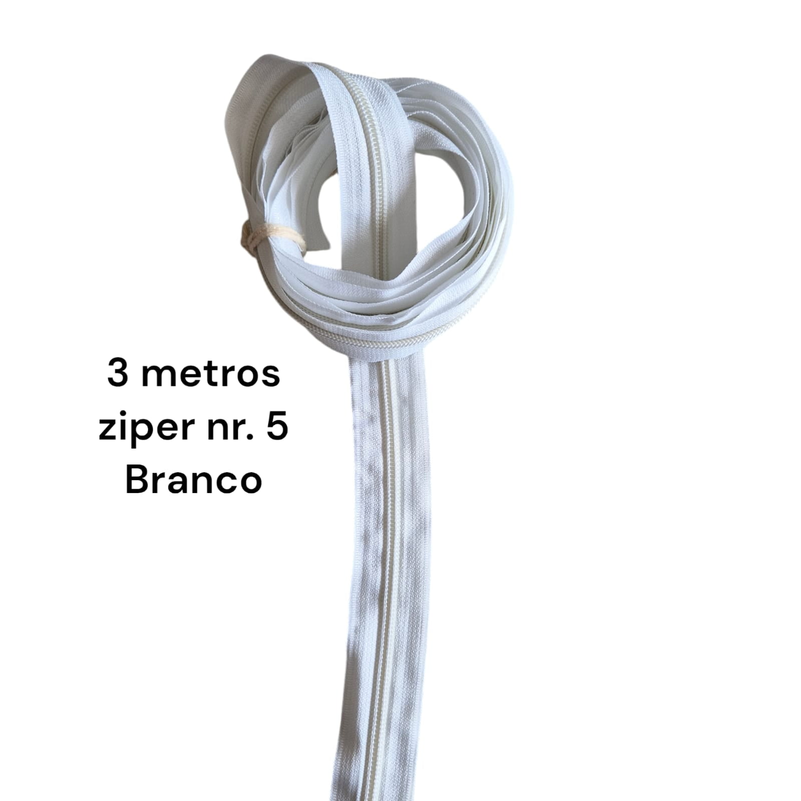 Ziper por metro de Nylon  no. 5  branco - 3 metros    