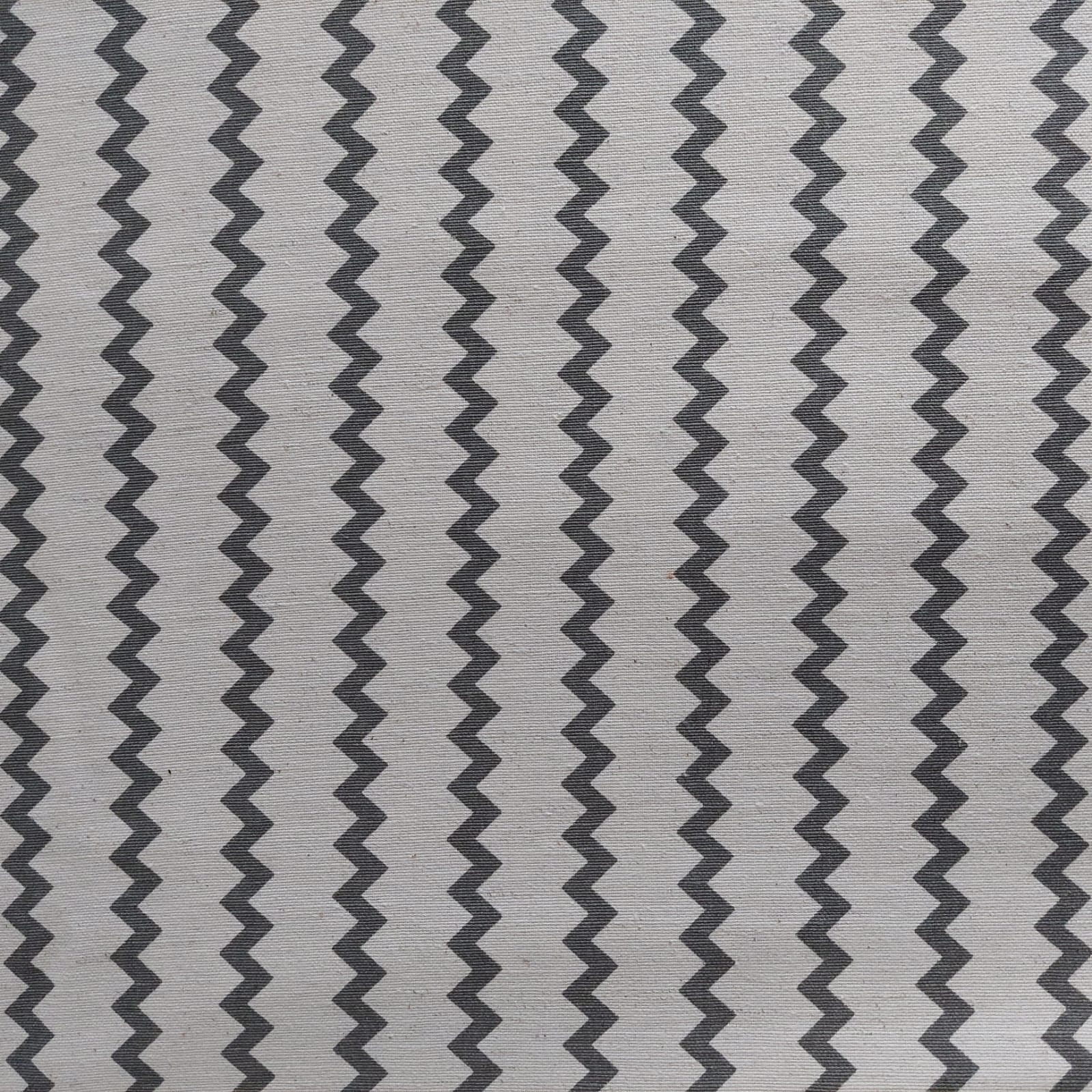 Tecido linho misto - chevron cinza fundo branco branco  - Ibirapuera Textil    