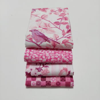 Kit -  Tecidos tricoline - Coleção Colorful rosa -   4 cortes de 50 cm x 1,50 cm cada     