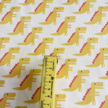 Tecido tricoline - Dinossauro amarelo - Fernando Maluhy  (50x1,50 cm)          