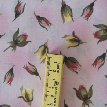 Tecido tricoline importado - Botoes de rosa fd. rosa (50 x 1,10 cm)  