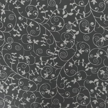 Tecido tricoline importado - Floral cinza fd. preto (50 x 1,10 cm)      