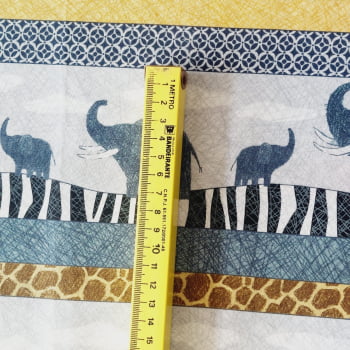 Tecido tricoline importado - Safari em faixas  (50 x 1,10 cm)   