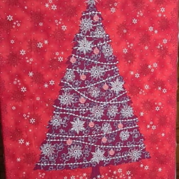 Painel em tricoline importado - Árvore Natal vermelho 