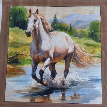 Painel tricoline digital  - Almofada Cavalos - Col. Horses - Fernando Maluhy   (90x1,50 cm)   
