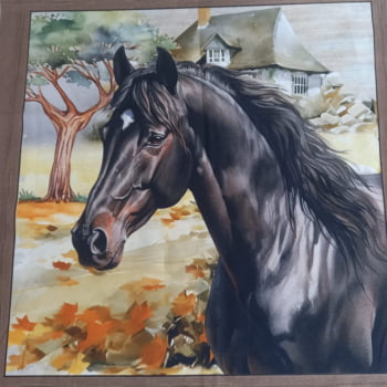 Painel tricoline digital  - Almofada Cavalos - Col. Horses - Fernando Maluhy   (90x1,50 cm)   