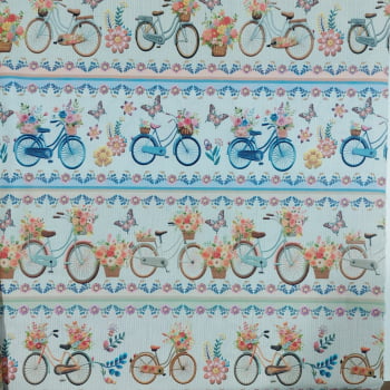 Painel tricoline digital  - Barrado de faixa de Bikes - Col. Bicicletas - Fernando Maluhy   (55 x1,50 cm)    