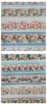Painel tricoline digital  - faixa Floral c/ borboletas-  Col. Vintage Flowers  - Fernando Maluhy   (55 x1,50 cm)     