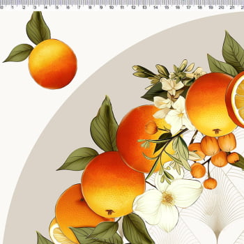 Painel tricoline digital - Jogo de sousplat - Laranja  Col. Oranges - frutas - 3 unid. - Fernando Maluhy        