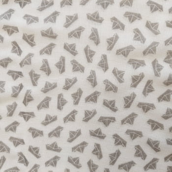 Tecido fralda  dupla - 100% algodao medida 70x70 cm  - barquinhos cinza- Ibirapuera Textil  