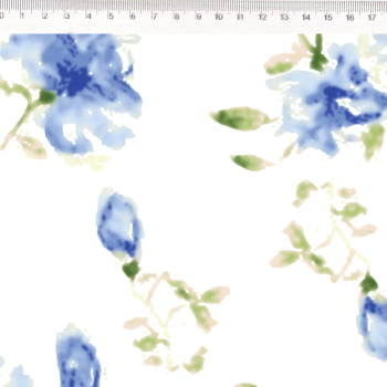 Tecido sarja -  Floral azul -  Poe Na Mesa Decor - Fernando Maluhy   (0,50x1,60cm)     -