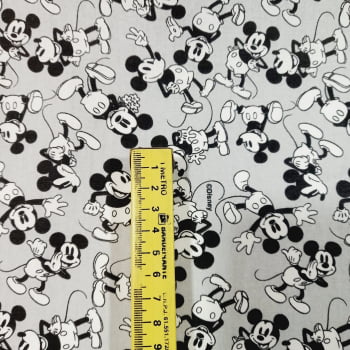 Tecido tricoline - Col. Disney  Mickey Vintage fd. cinza - Fernando Maluhy  (50x 1,50 cm)   