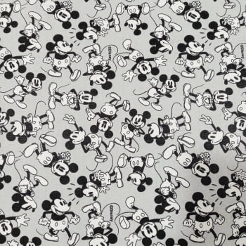 Tecido tricoline - Col. Disney  Mickey Vintage fd. cinza - Fernando Maluhy  (50x 1,50 cm)   