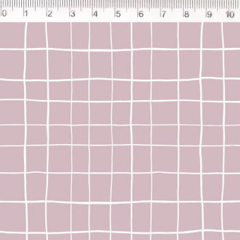 Tecido Tricoline - Col. Geometricos Mariana Curti - mini grid rose - Fernando Maluhy  (50x1.50cm)             
