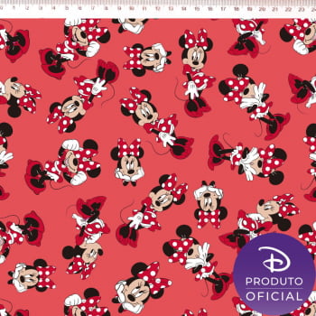 Tecido tricoline - Colecao Disney - Minnie fundo rosa pink  - Fernando Maluhy     
