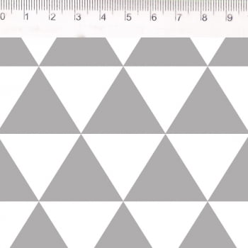 Tecido Tricoline – Coleção Monochrome - Geométrico - Triângulo Cinza - Fernando Maluhy