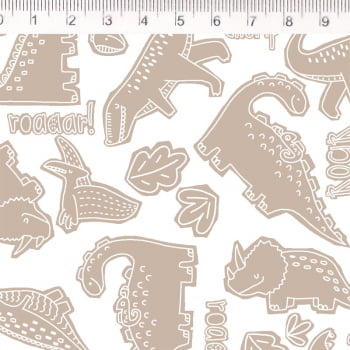 Tecido tricoline - Col. Planeta dos Dinossauros - Babyssauro bege  - Fernando Maluhy  (0,50x1,50cm)              