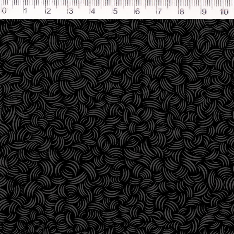 Tecido tricoline - Coleção Textura curvas- fundo preto - Fernando Maluhy                   