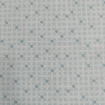 Tecido Tricoline digital - Col. Amo Aplique - xadrez com flores azul claro - Fuxicos e Fricotes  (50x1,50cm)               