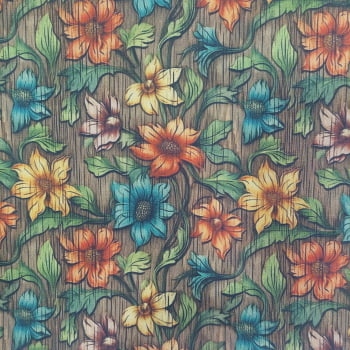 Tecido tricoline - Floral c/ textura - Col. CMC - Fernando Maluhy   (0,50x1,50cm)           