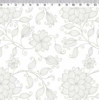 Tecido Tricoline - Floral Classic branco - Col. Blanc - Fernando Maluhy  (50x1,50 cm)                       