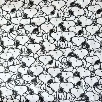 Tecido Tricoline - Snoopy - fd. branco - Fernando Maluhy  (50x1.50cm)                     