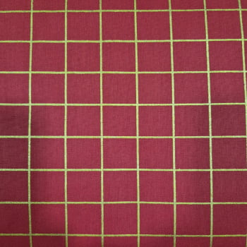 Tecido Tricoline  - Xadrez Grid vermelho e dourado - Tecidos Caldeira  (50x1.50cm)              