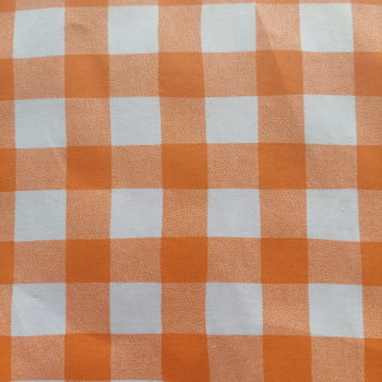 Tecido Tricoline - Xadrez Vichy laranja - Col. Vichy - Fernando Maluhy  (50x1,50 cm)                         