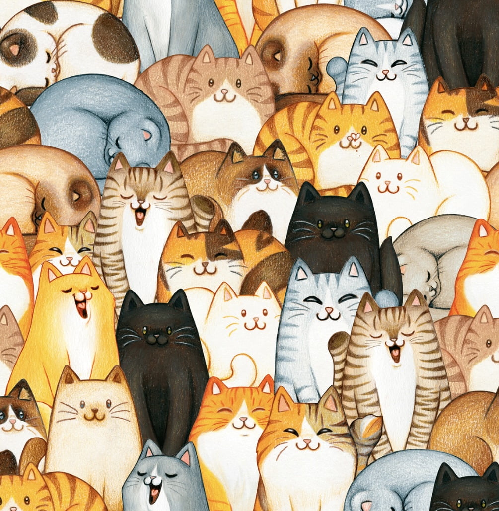 Tecido Tricoline  - Gatos - gatinhos fofos  - Pedra Negra   (50x1,50 cm)                     