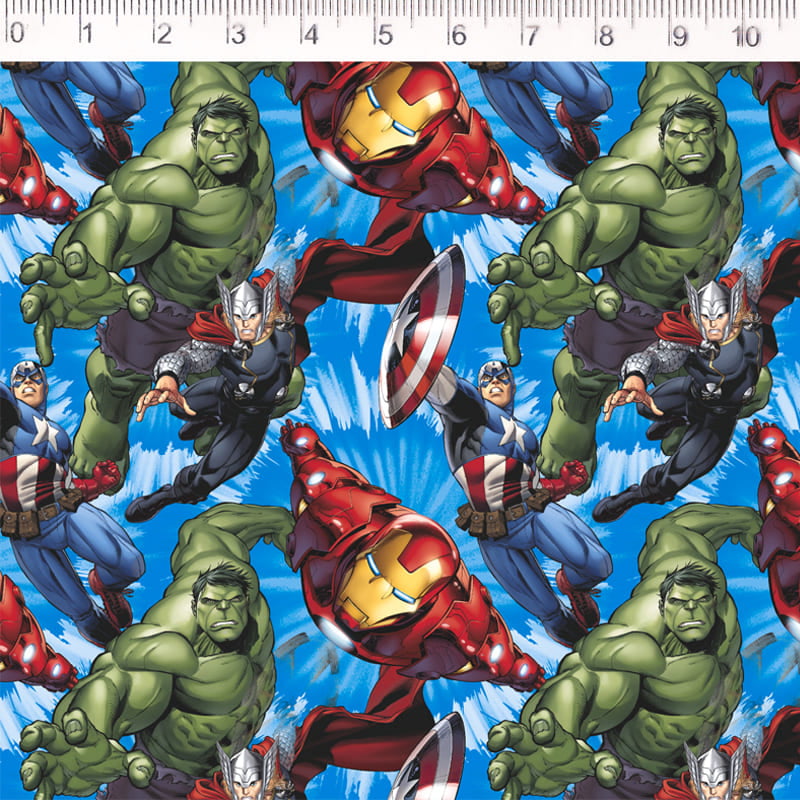 Tecido tricoline digital - Avengers Hulk Iron Man Thor- Fernando Maluhy               
