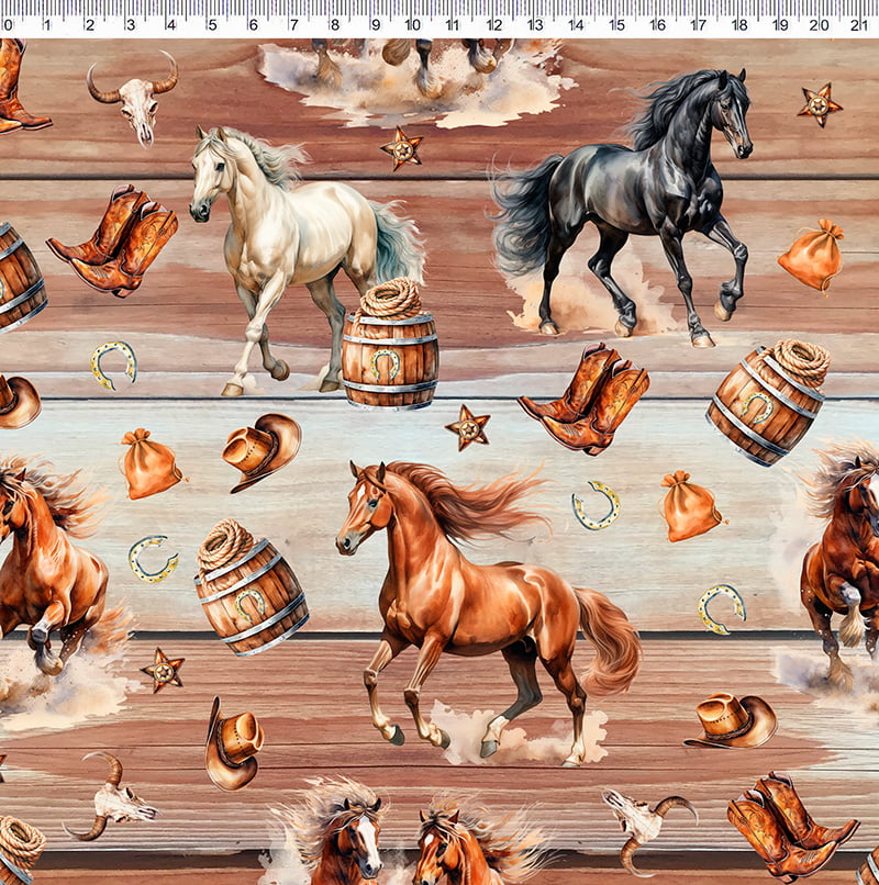 Tecido tricoline digital  - Corrida de Cavalos - Col. Horses - Fernando Maluhy   (0,50x1,50cm)                 