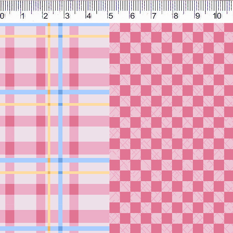 Tecido Tricoline digital - xadrez rosa - Col. Basics for All - Fernando Maluhy  (50x1,50 cm)                             