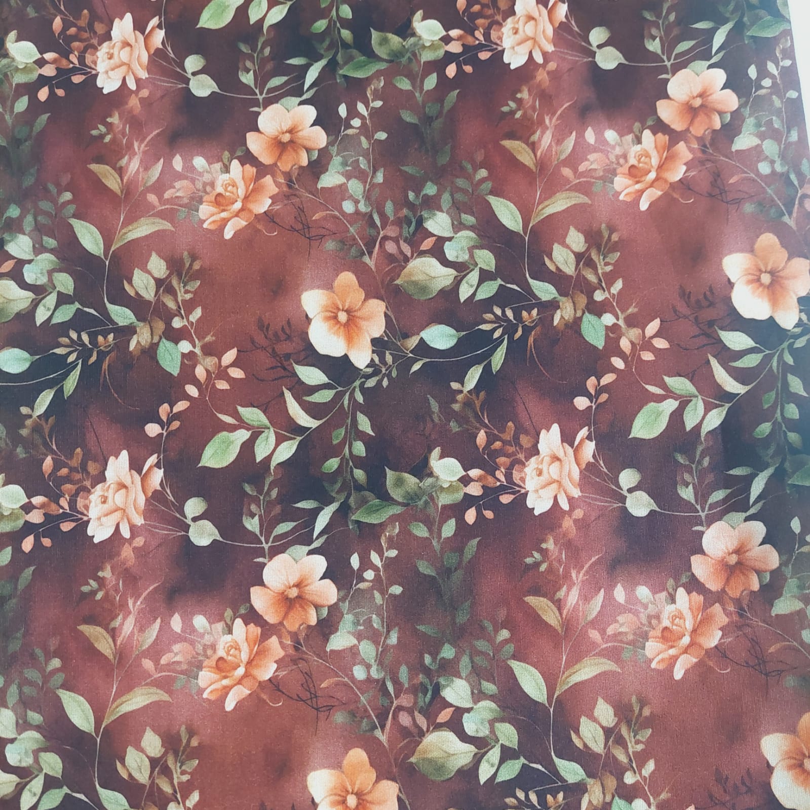Tecido tricoline - Floral bordo - Col. CMC - Fernando Maluhy   (0,50x1,50cm)          
