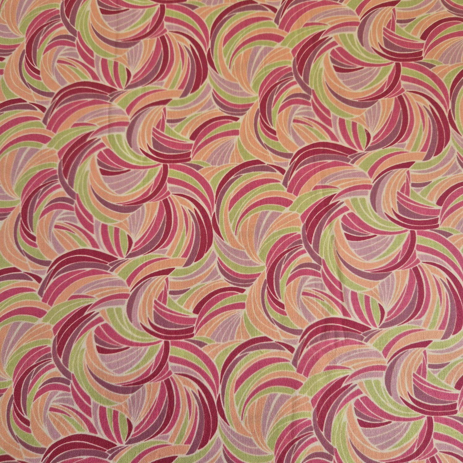 Tecido tricoline importado - textura rosa e verde  (50 x 1,10 cm)    