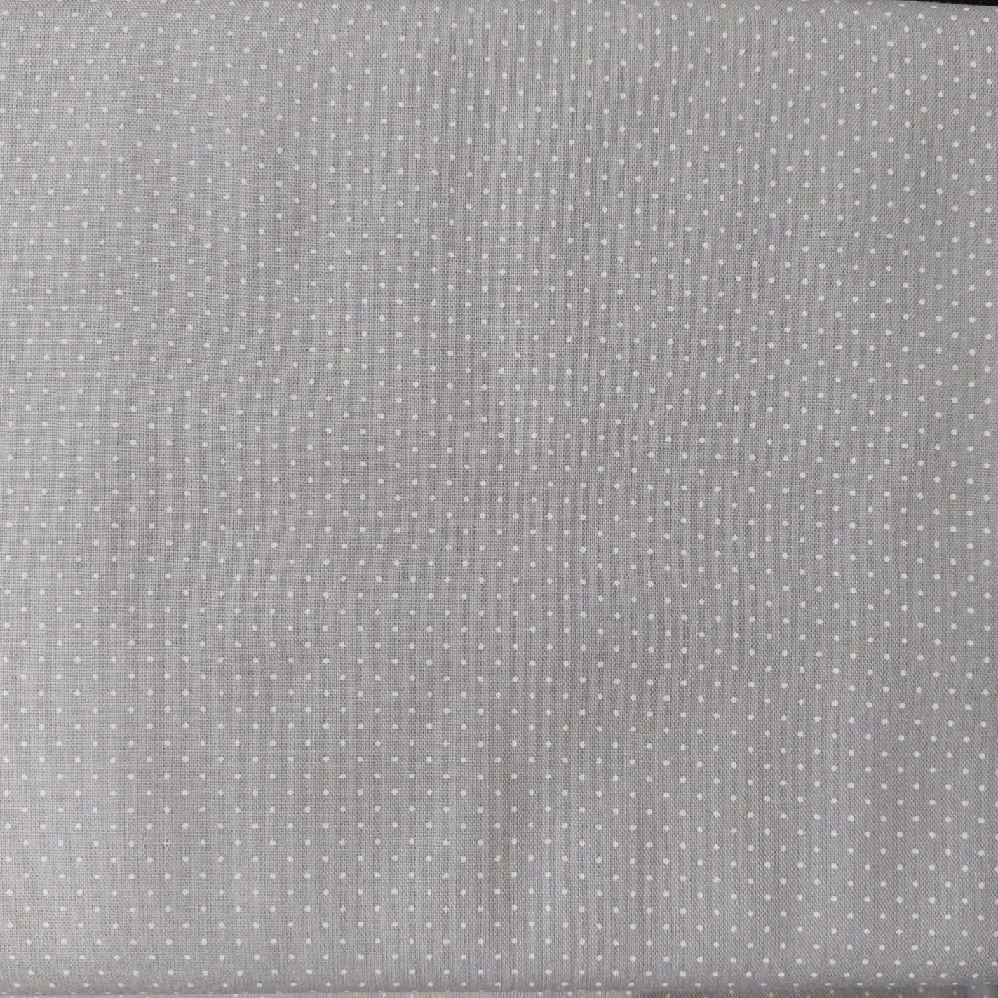 Tecido tricoline - micro poa branco fundo cinza claro- Fernando Maluhy            