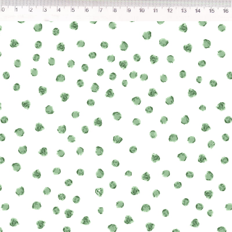 Tecido tricoline - Poa medio verde fd branco - Col. Floratta - Poe na Mesa Decor - Fernando Maluhy  (50 x 1,50 cm) 