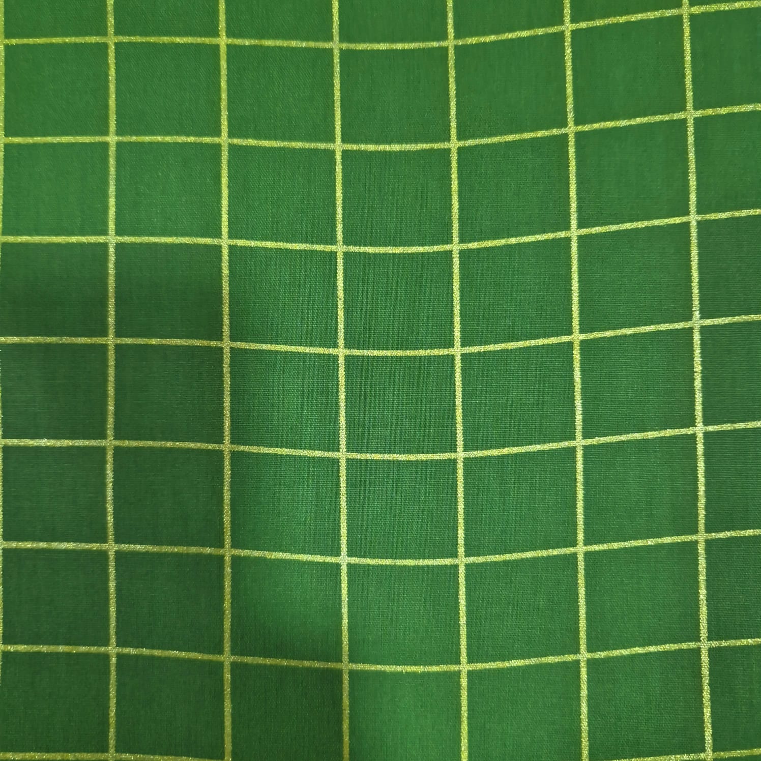 Tecido Tricoline  - Xadrez Grid verde e dourado - Tecidos Caldeira  (50x1.50cm)             