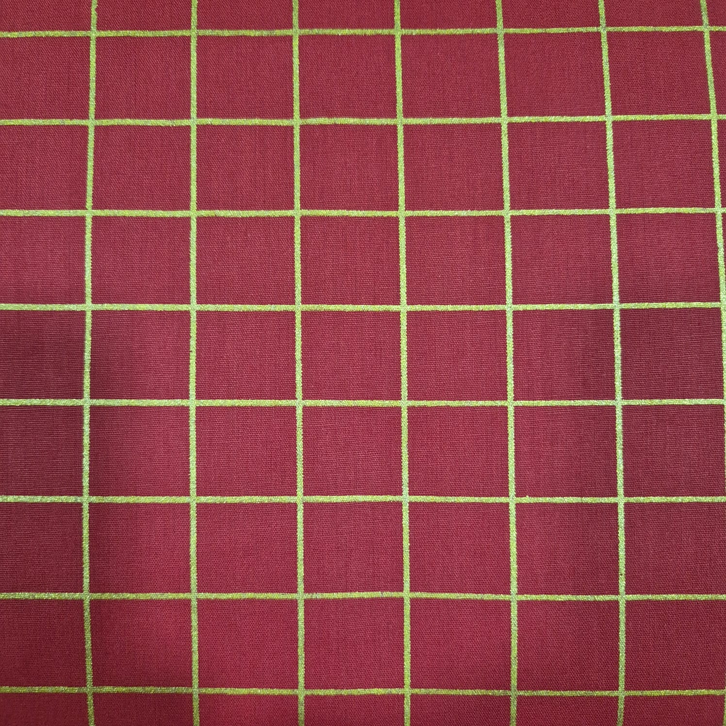 Tecido Tricoline  - Xadrez Grid vermelho e dourado - Tecidos Caldeira  (50x1.50cm)              